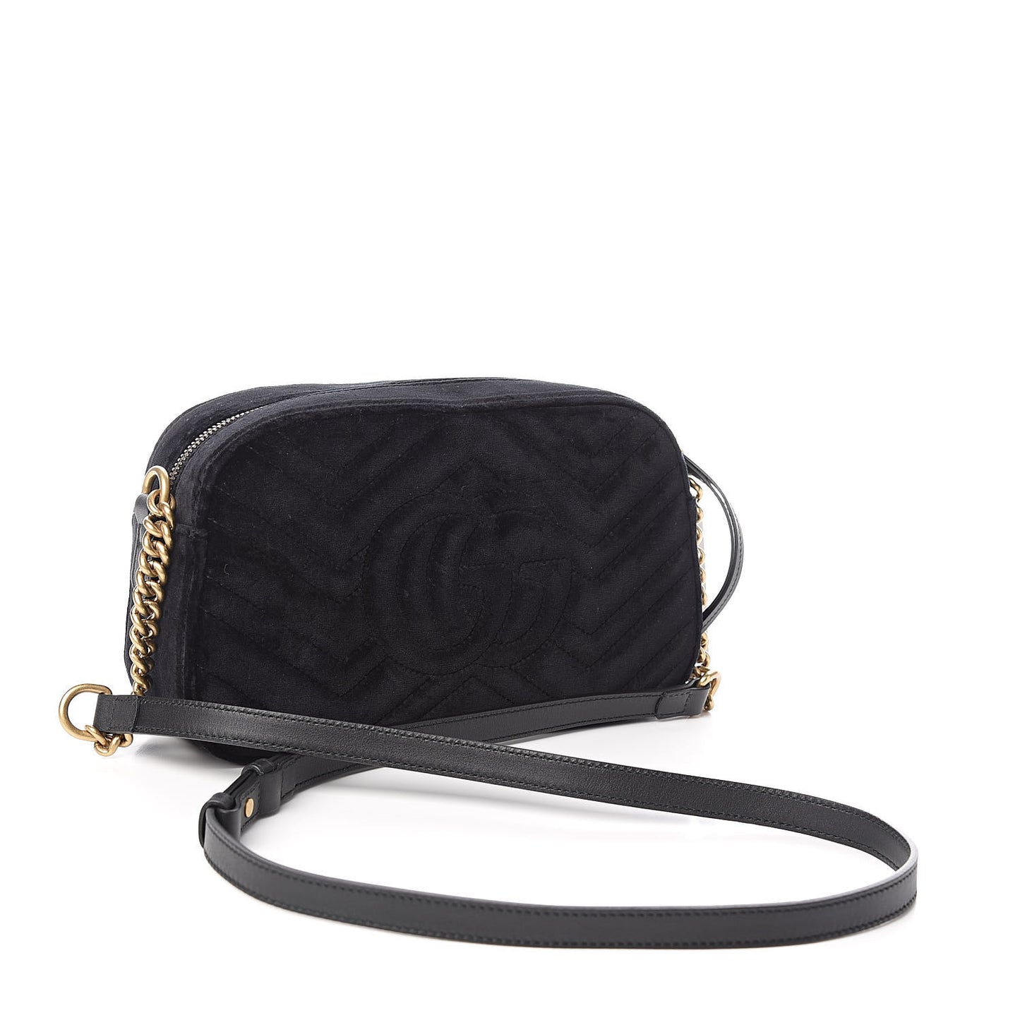 Velvet Matelasse Small GG Marmont Chain Shoulder Bag Black