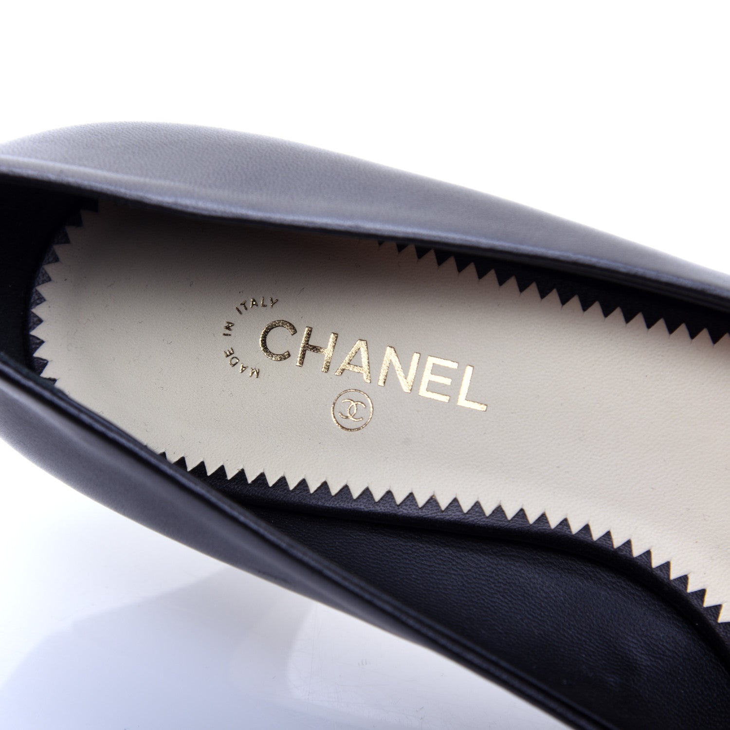 Chanel Lambskin CC Cap Toe Kitten Heel Pumps 37.5 Black 7 of 12