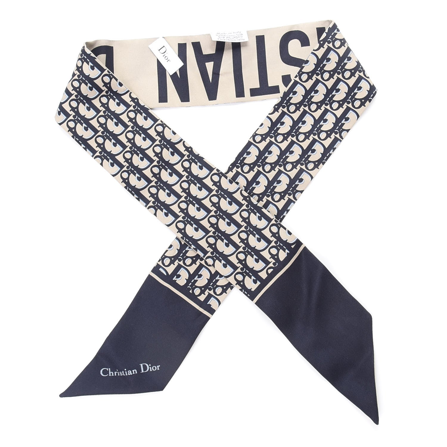 Christian Dior Silk Oblique Mitzah Scarf Blue 1 of 5