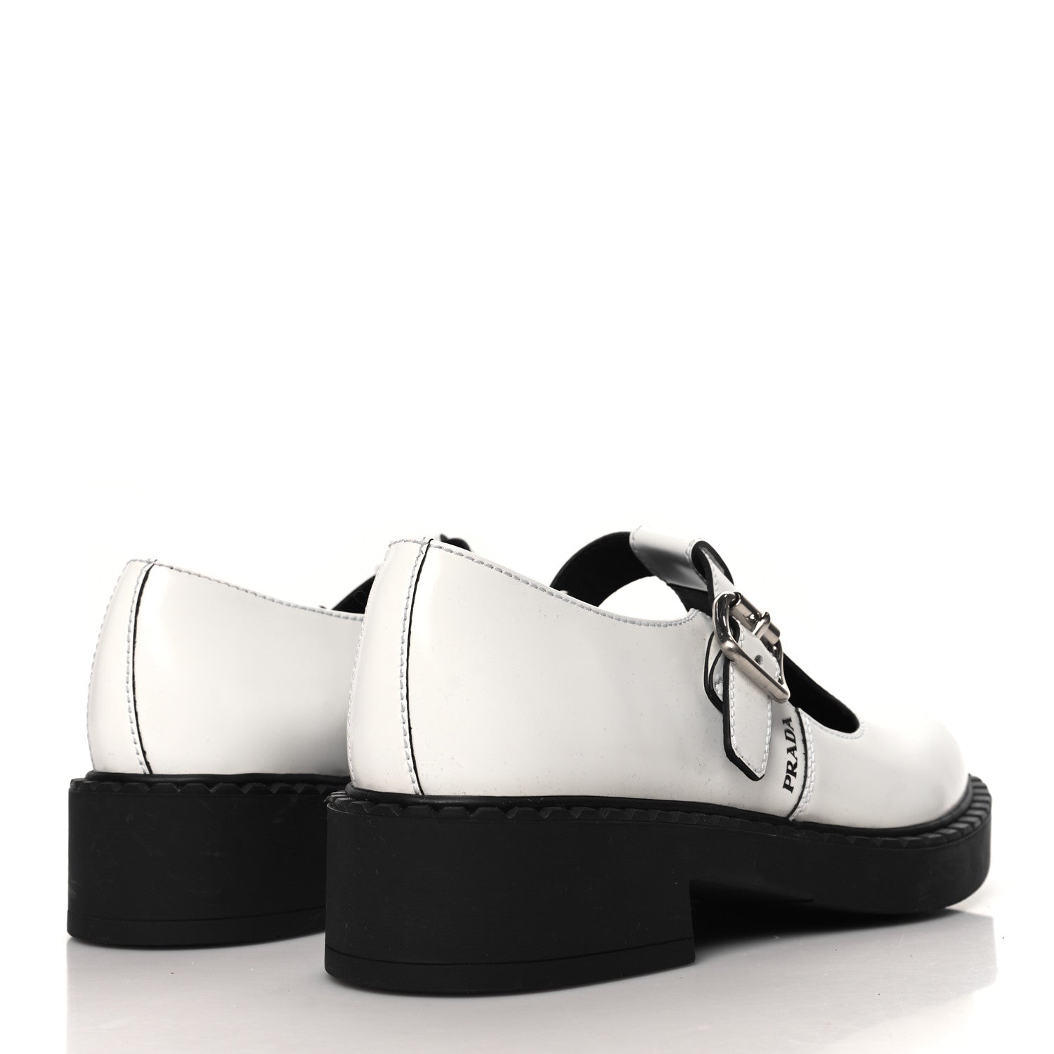 Prada Spazzolato Womens Mary Jane T Strap 40mm Loafers 39.5 White 5 of 9