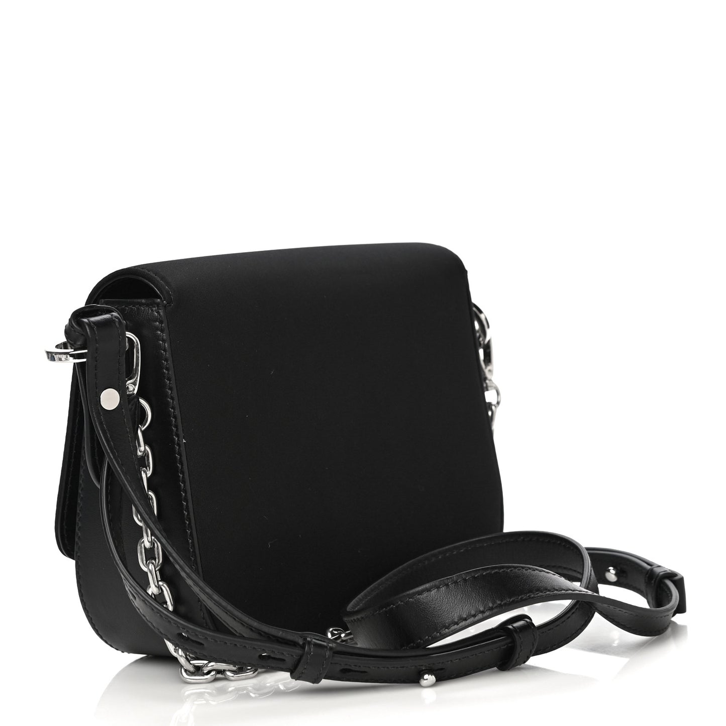 Nylon Calfskin Identity Shoulder Bag Black