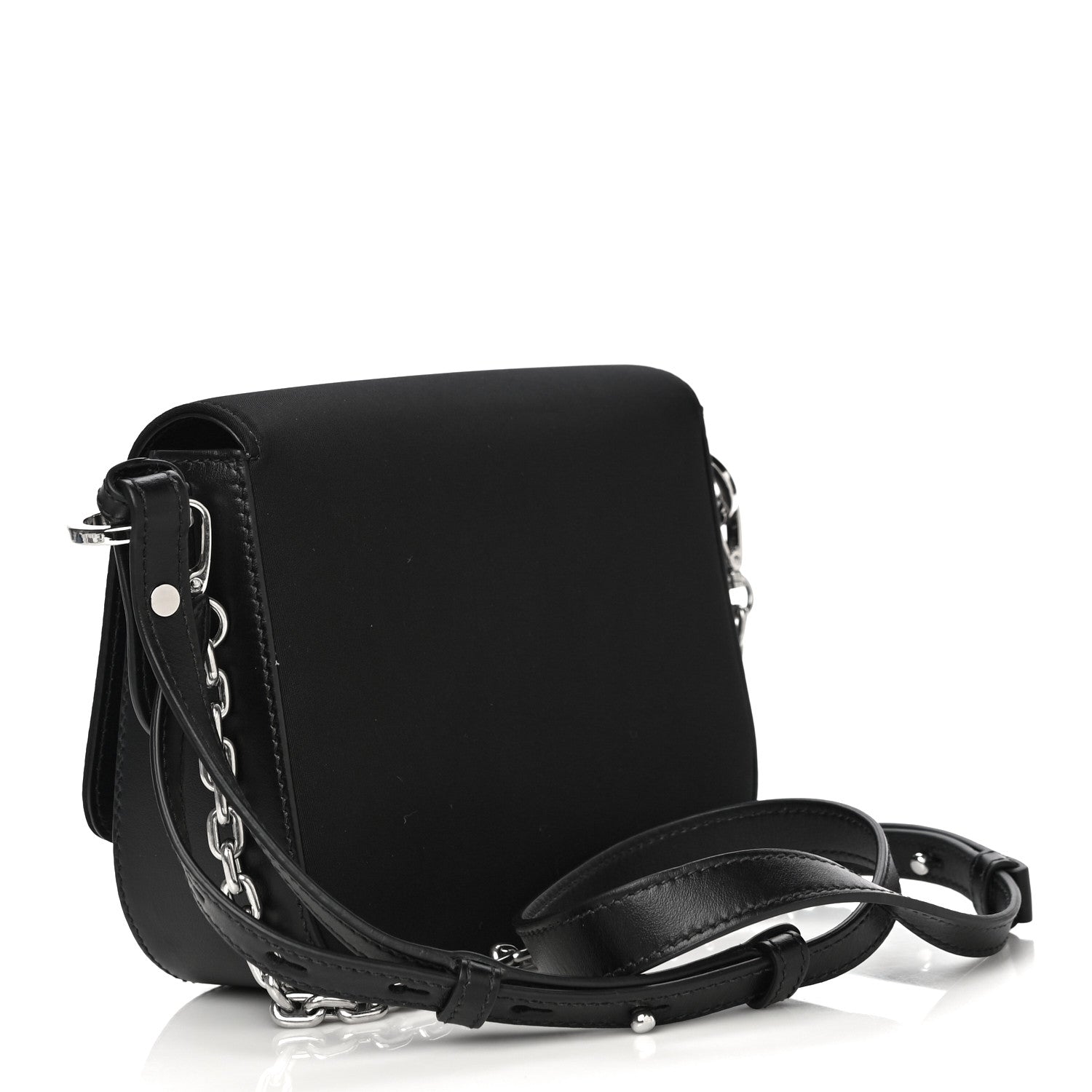 Prada Nylon Calfskin Identity Shoulder Bag Black 3 of 11