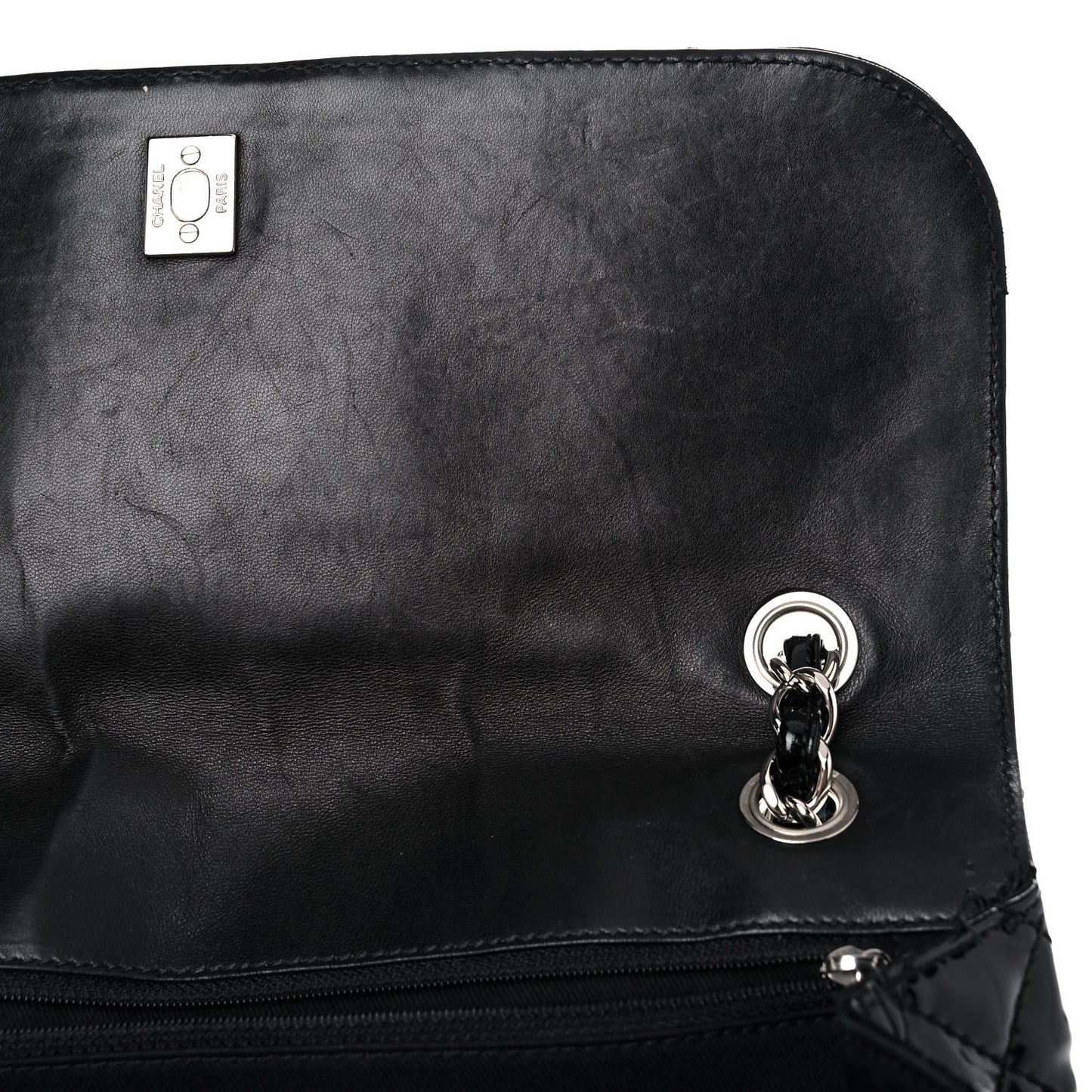 Vinyl Quilted In the Business Flap Bag Black