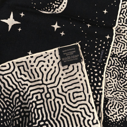 Hermes Silk Cashmere Clair De Lune Shawl 140 Black White 2 of 4