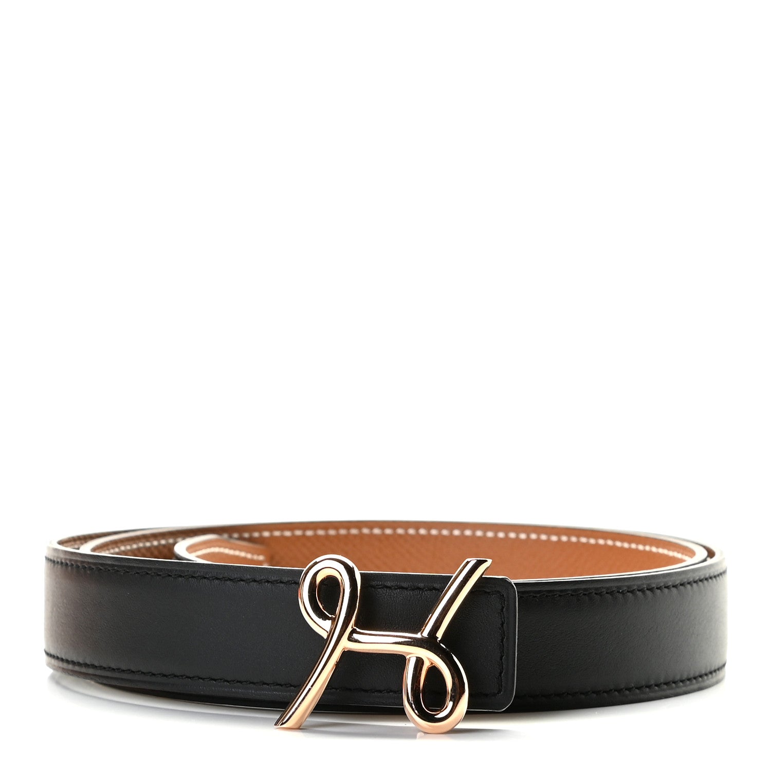 Hermes Swift Epsom 24mm H Cursives Belt 80 Black Gold 1 of 5