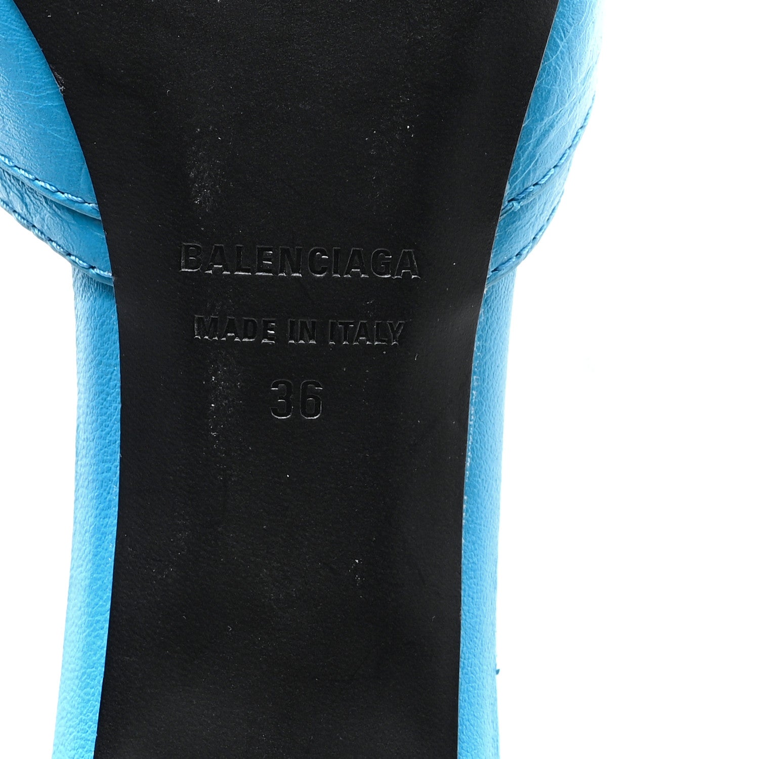 Balenciaga Agneau Arena Cagole 50mm Slide Sandals 36 Cyan 7 of 9