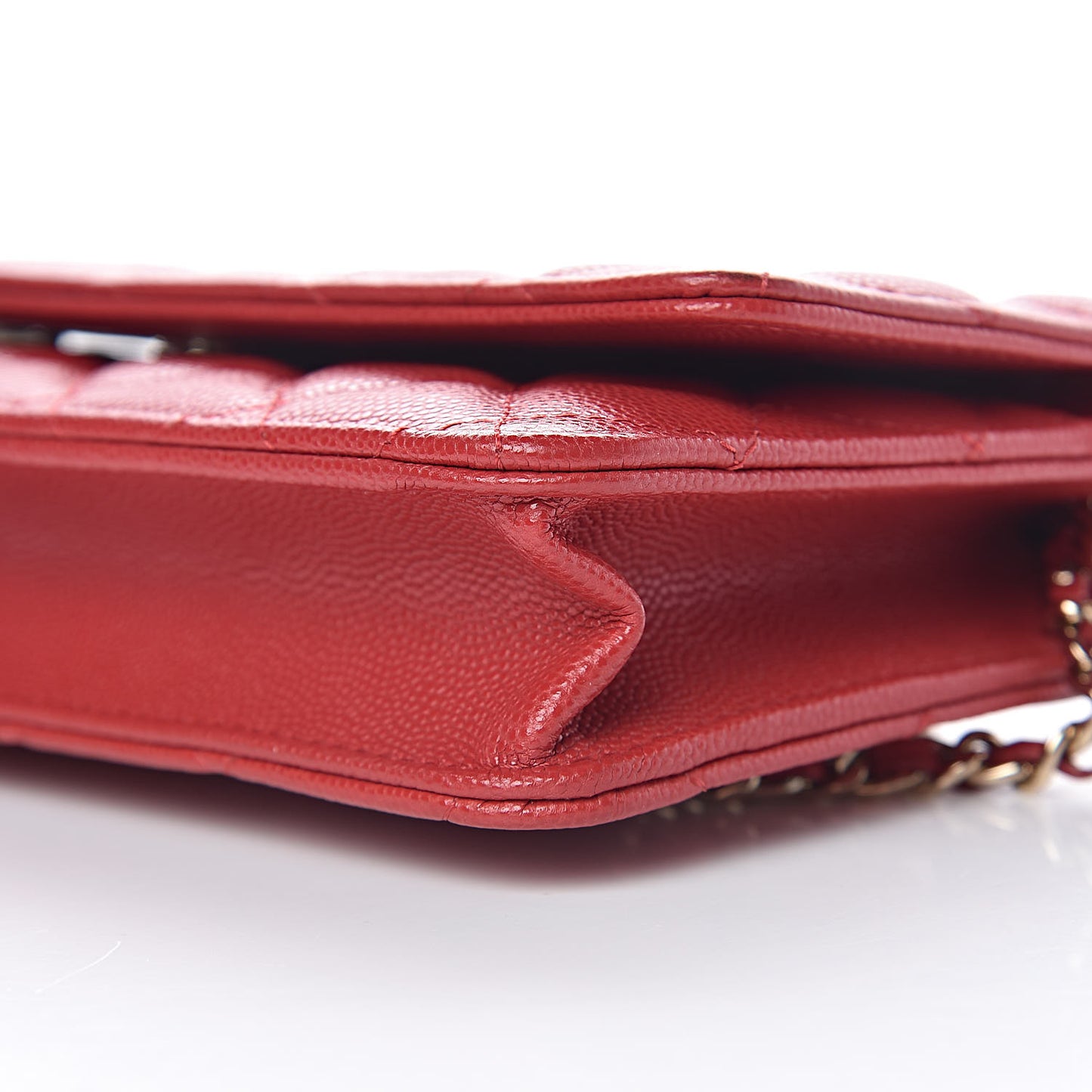 Caviar Quilted Wallet on Chain WOC Red