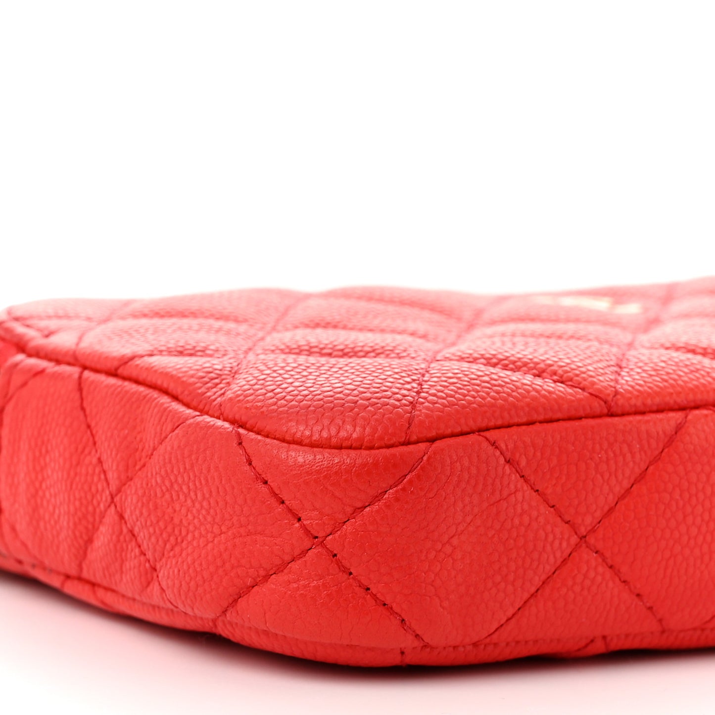 Caviar Quilted Small Clutch With Chain Red