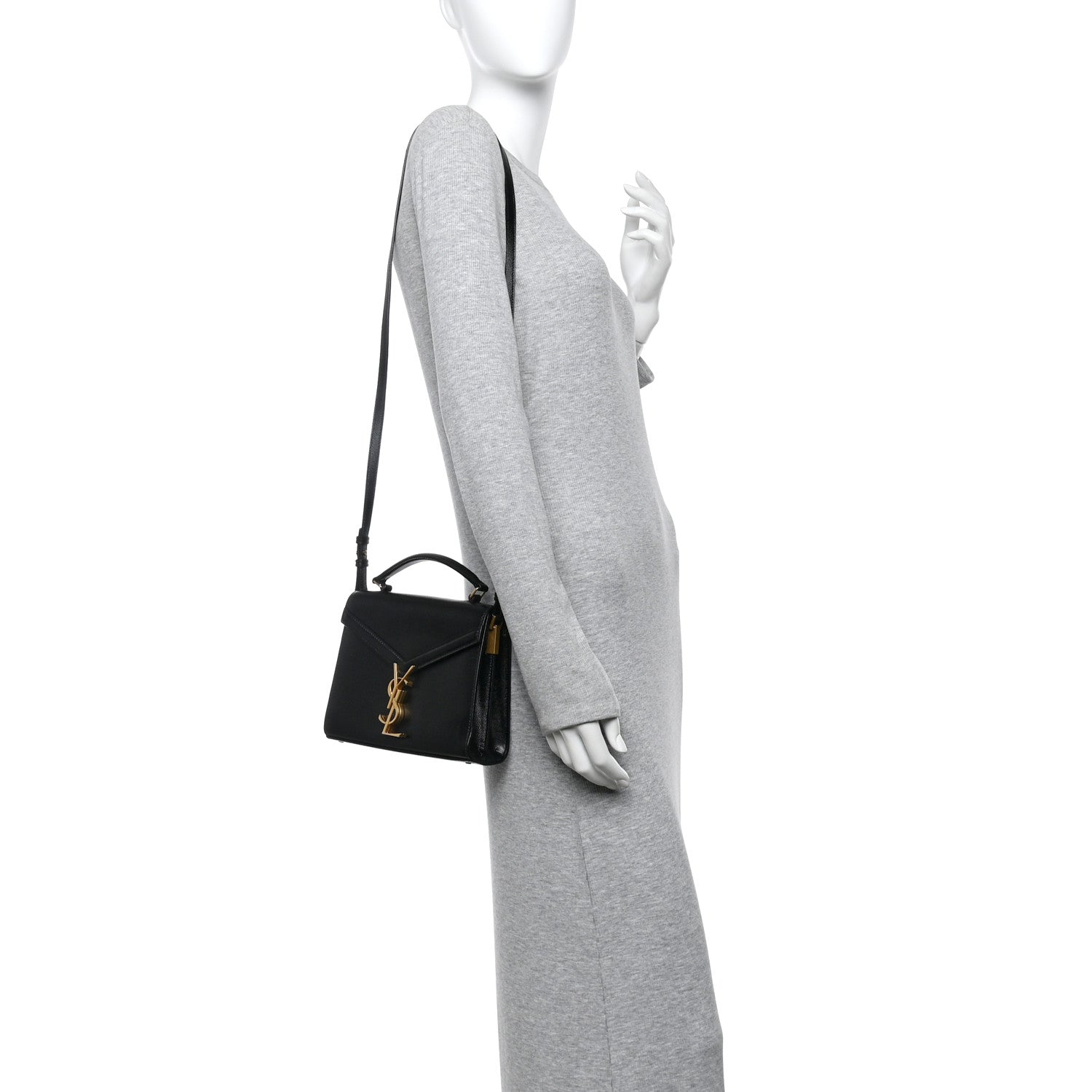 Saint Laurent Grain De Poudre Mini Classic Monogram Cassandra Top Handle Black 2 of 10