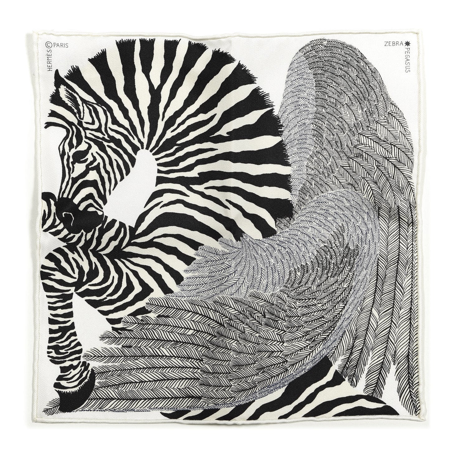 Silk Zebra Pegasus Nano Scarf 20 Black White