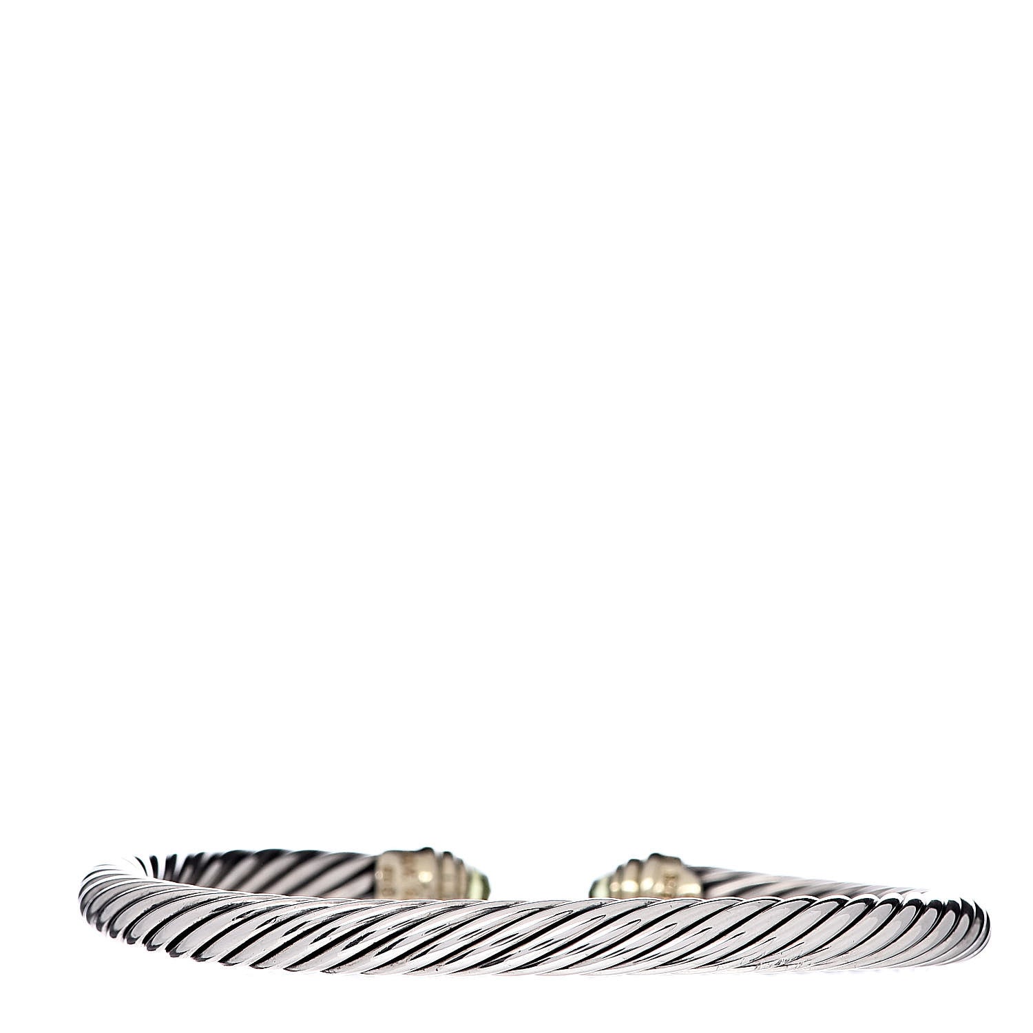 David Yurman Sterling Silver 14K Yellow Gold Peridot 5mm Cable Classics Bracelet 3 of 4