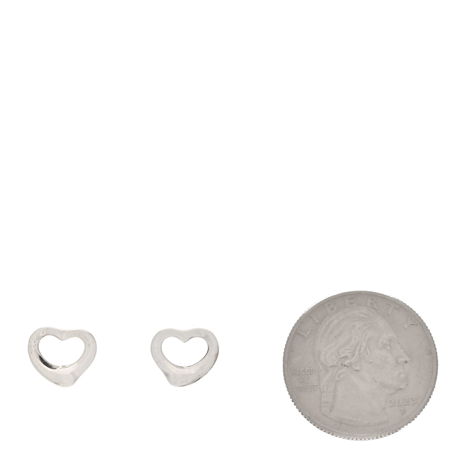 Tiffany Sterling Silver Elsa Peretti 11mm Open Heart Earrings 2 of 4