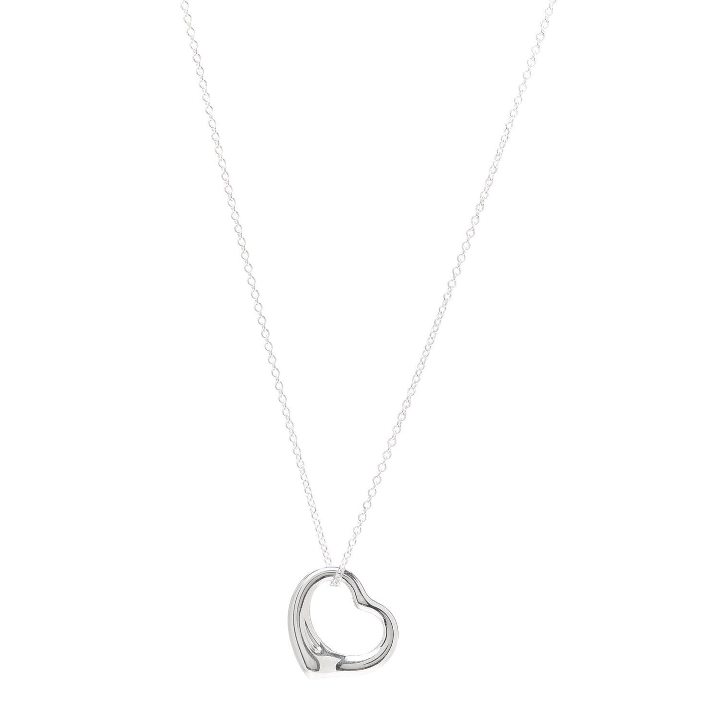 Sterling Silver 16mm Elsa Peretti Open Heart Pendant Necklace