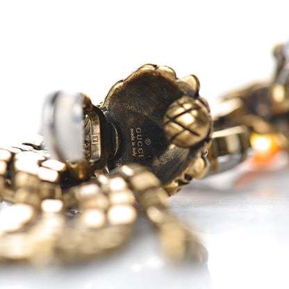 Gucci Metal Crystal Lion Clip On Earrings 4 of 4