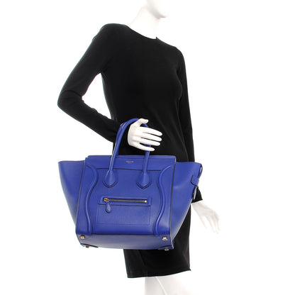 Celine Drummed Calfskin Mini Luggage Indigo 2 of 7