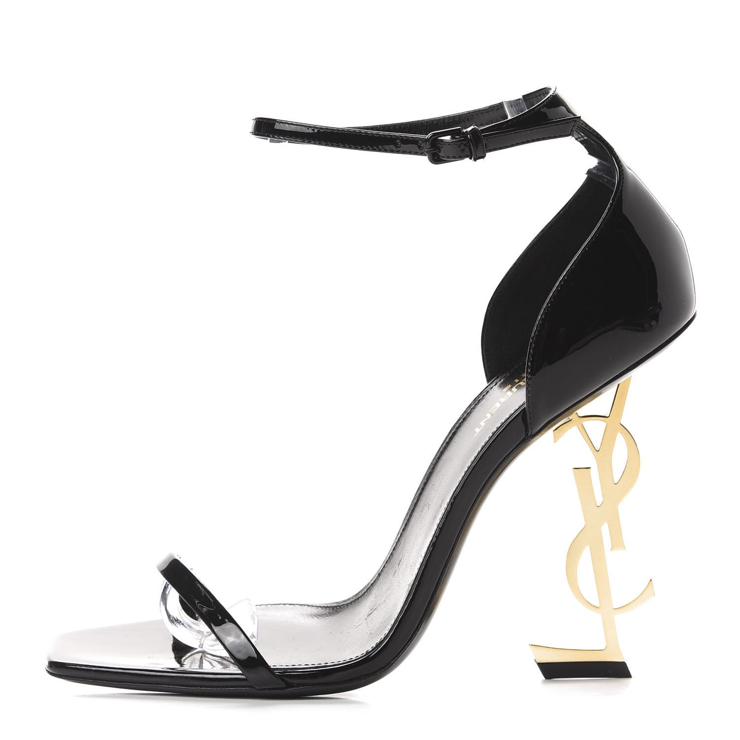 Patent Calfskin Opyum 110 Sandals 39.5 Black Gold