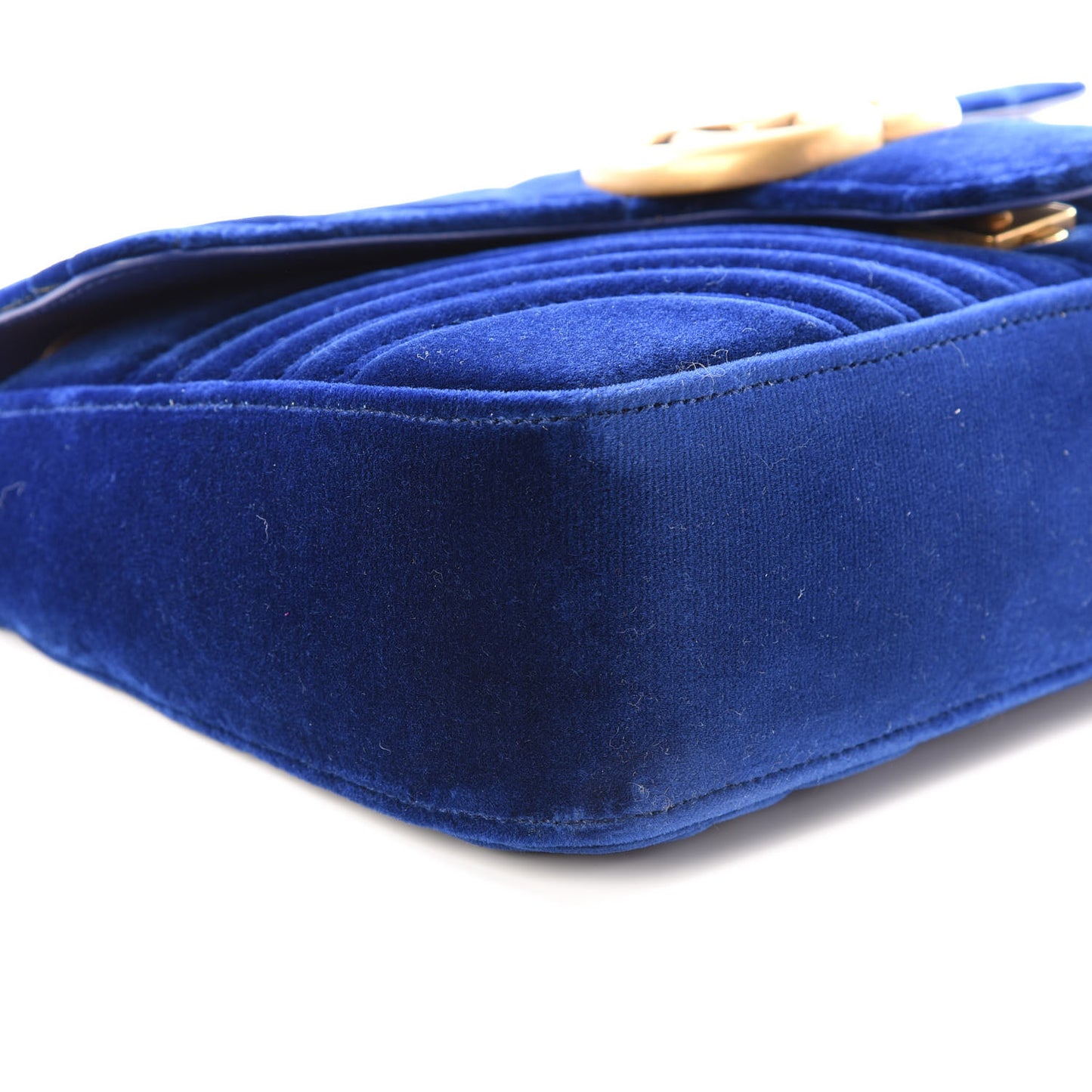 Velvet Matelasse Medium GG Marmont Shoulder Bag Cobalt Blue