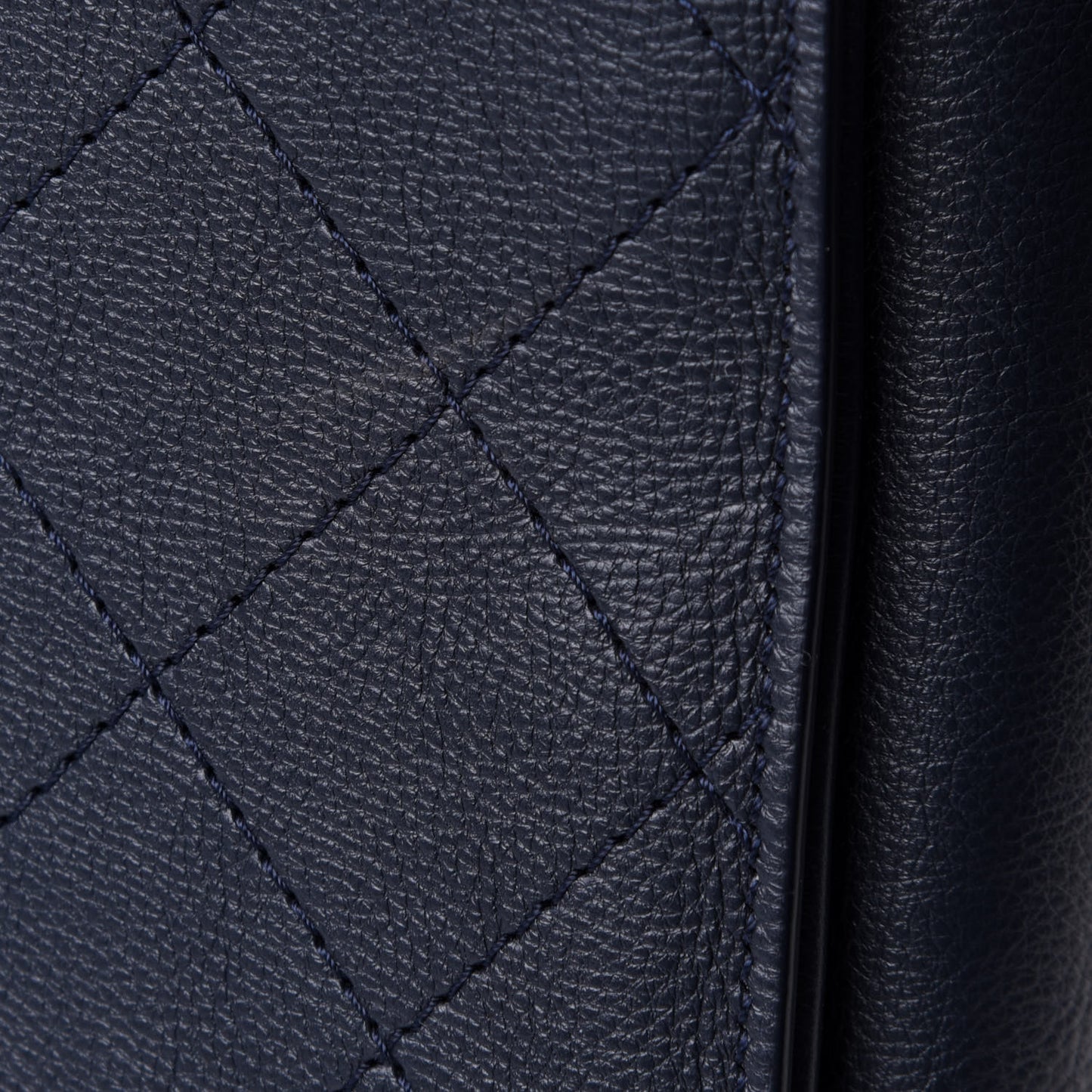 Calfskin Stitched Large Straight Lines Shopping Tote Navy