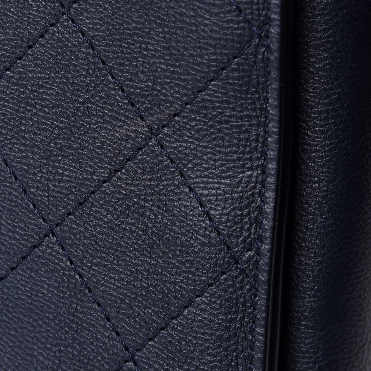Chanel Calfskin Stitched Large Straight Lines Shopping Tote Navy 16 of 19