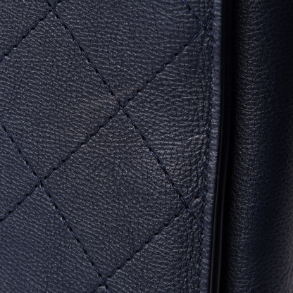 Chanel Calfskin Stitched Large Straight Lines Shopping Tote Navy 16 of 19