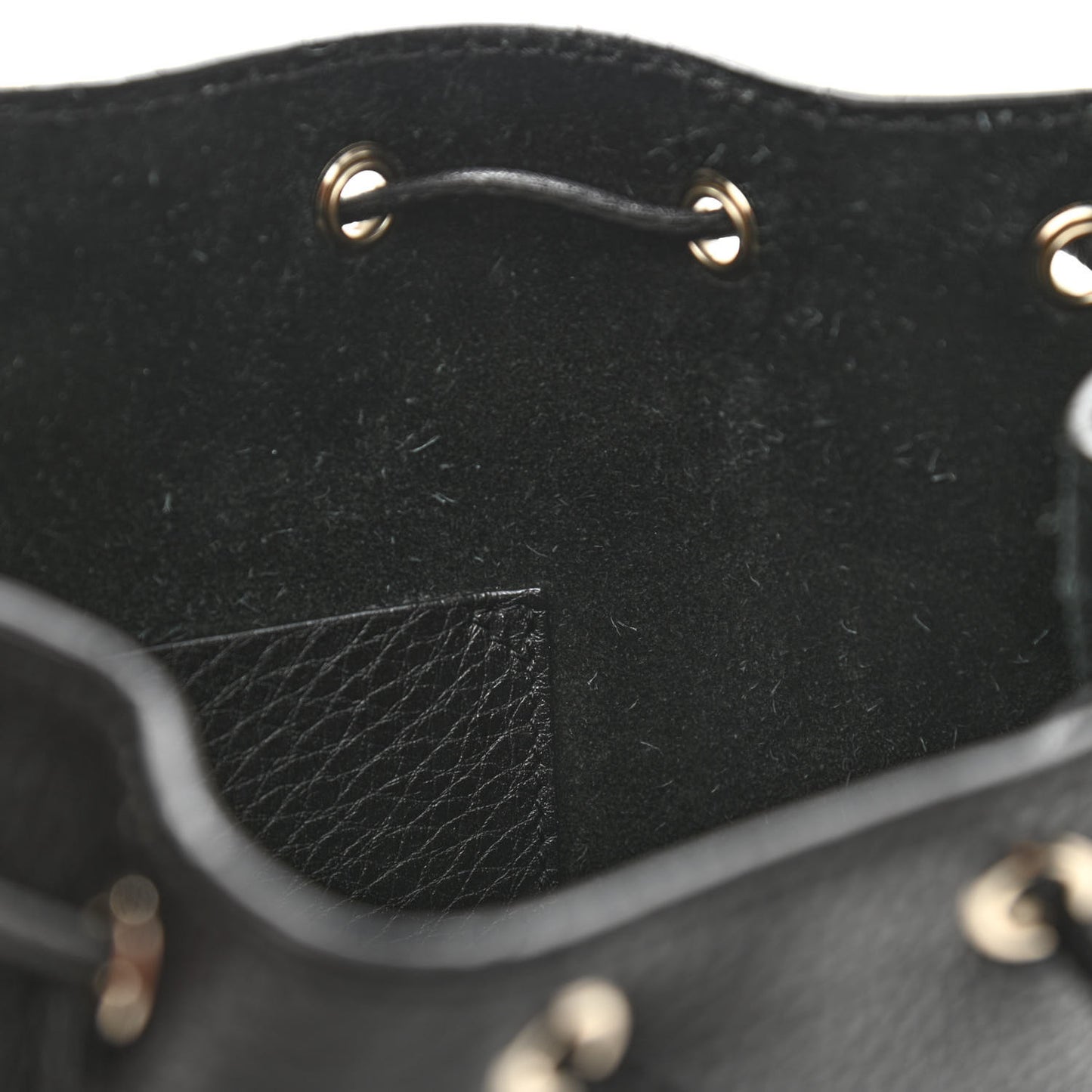 Grained Calfskin Rockstud Bucket Bag Black