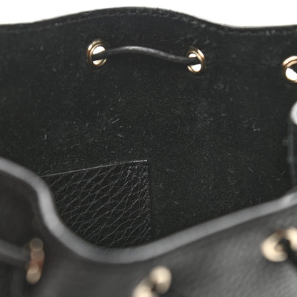 Valentino Garavani Grained Calfskin Rockstud Bucket Bag Black 11 of 12