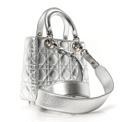 Christian Dior Metallic Grained Calfskin Cannage Small Lucky Badges My Lady Dior Silver 5 of 19