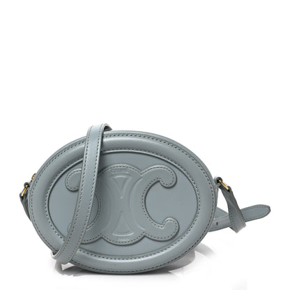 Celine Smooth Calfskin Cuir Small Triomphe Oval Crossbody Purse Ice Blue 1 of 8