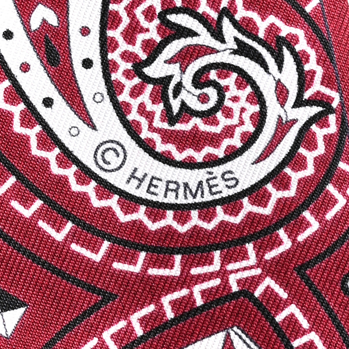 Hermes Silk Cheval De Coeur Bandana Twilly Bourgogne Black White 4 of 4