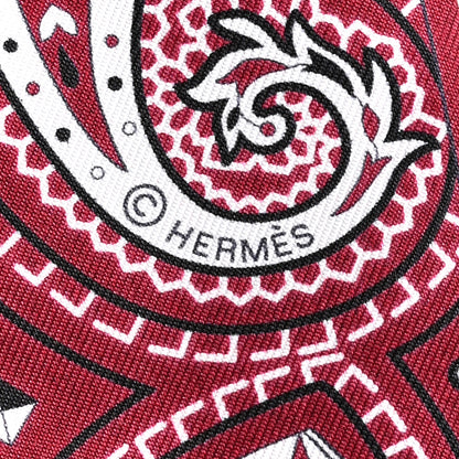 Hermes Silk Cheval De Coeur Bandana Twilly Bourgogne Black White 4 of 4