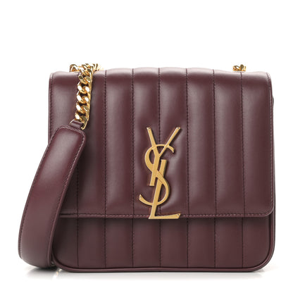 Saint Laurent Lambskin Matelasse Monogram Medium Vicky Chain Bag Dark Legion Red 1 of 12