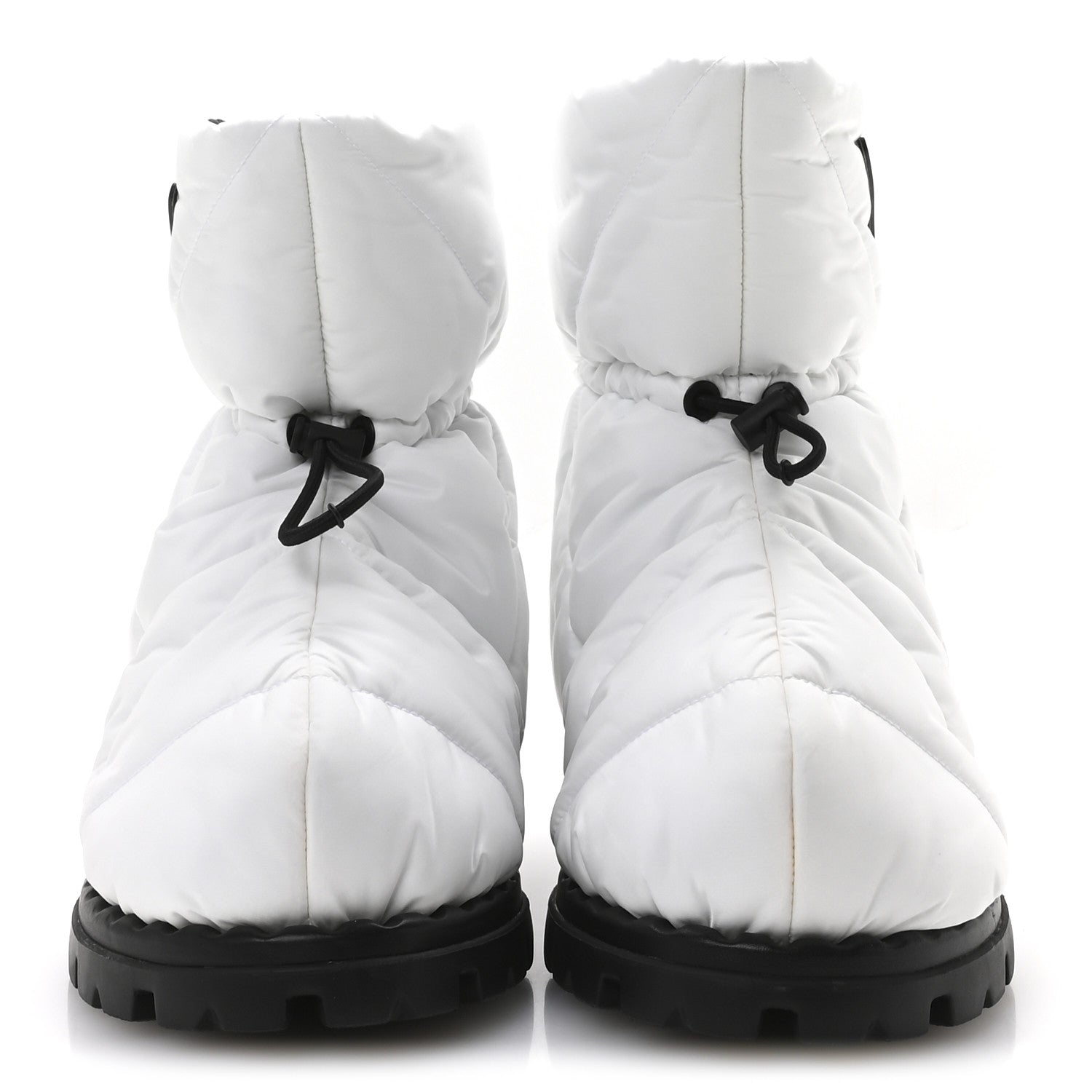 Prada Re-Nylon Piuma Triangle Logo Padded Drawcord 20mm Snow Boots 37 Bianco 3 of 8