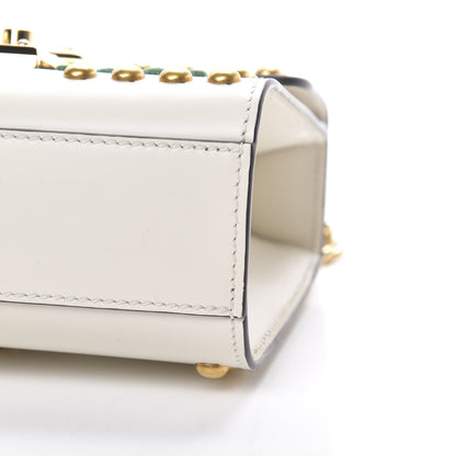 Gucci Calfskin Floral Embroidered Small Padlock Shoulder Bag White 10 of 10