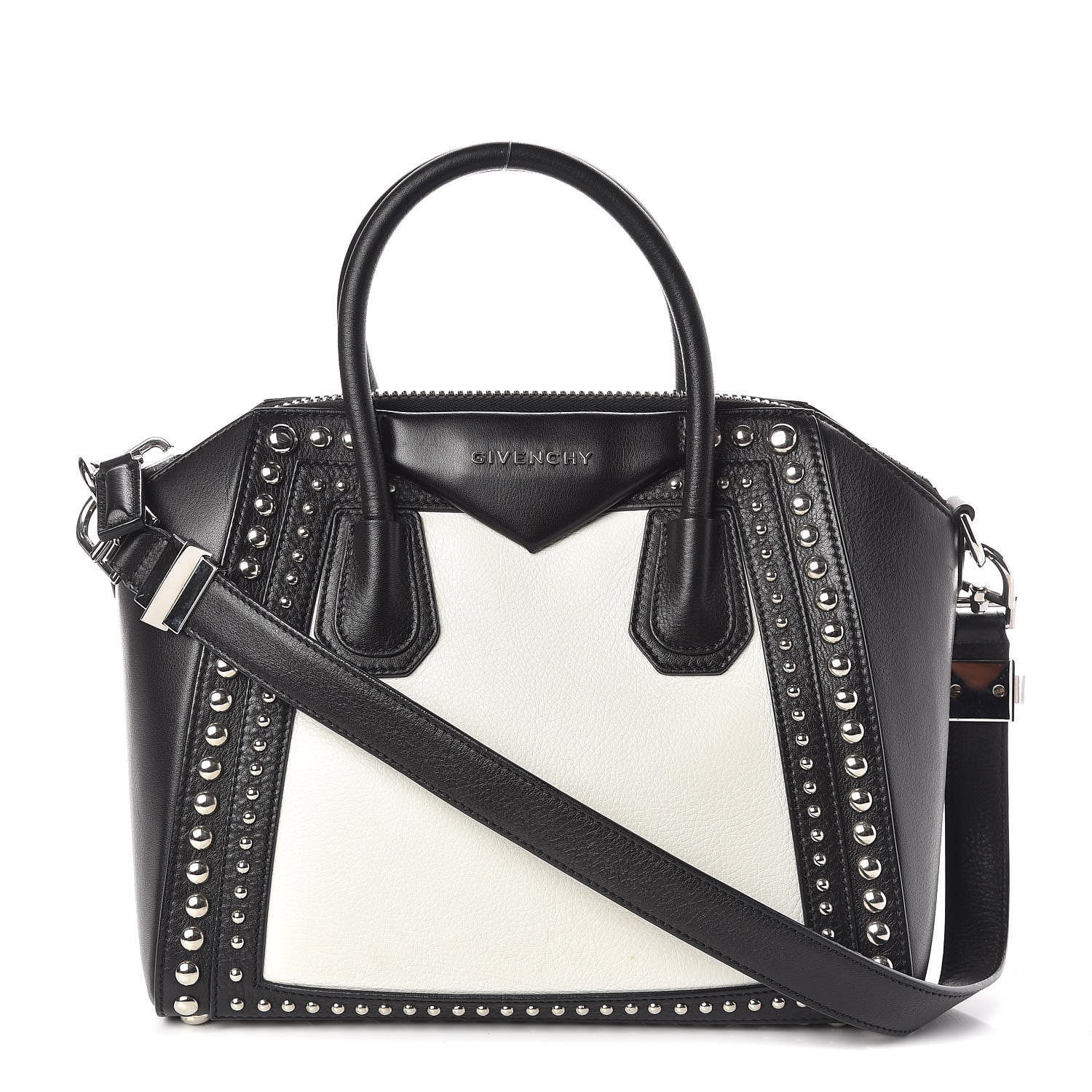 Givenchy Calfskin Small Studded Bi-Color Antigona Black White 1 of 13