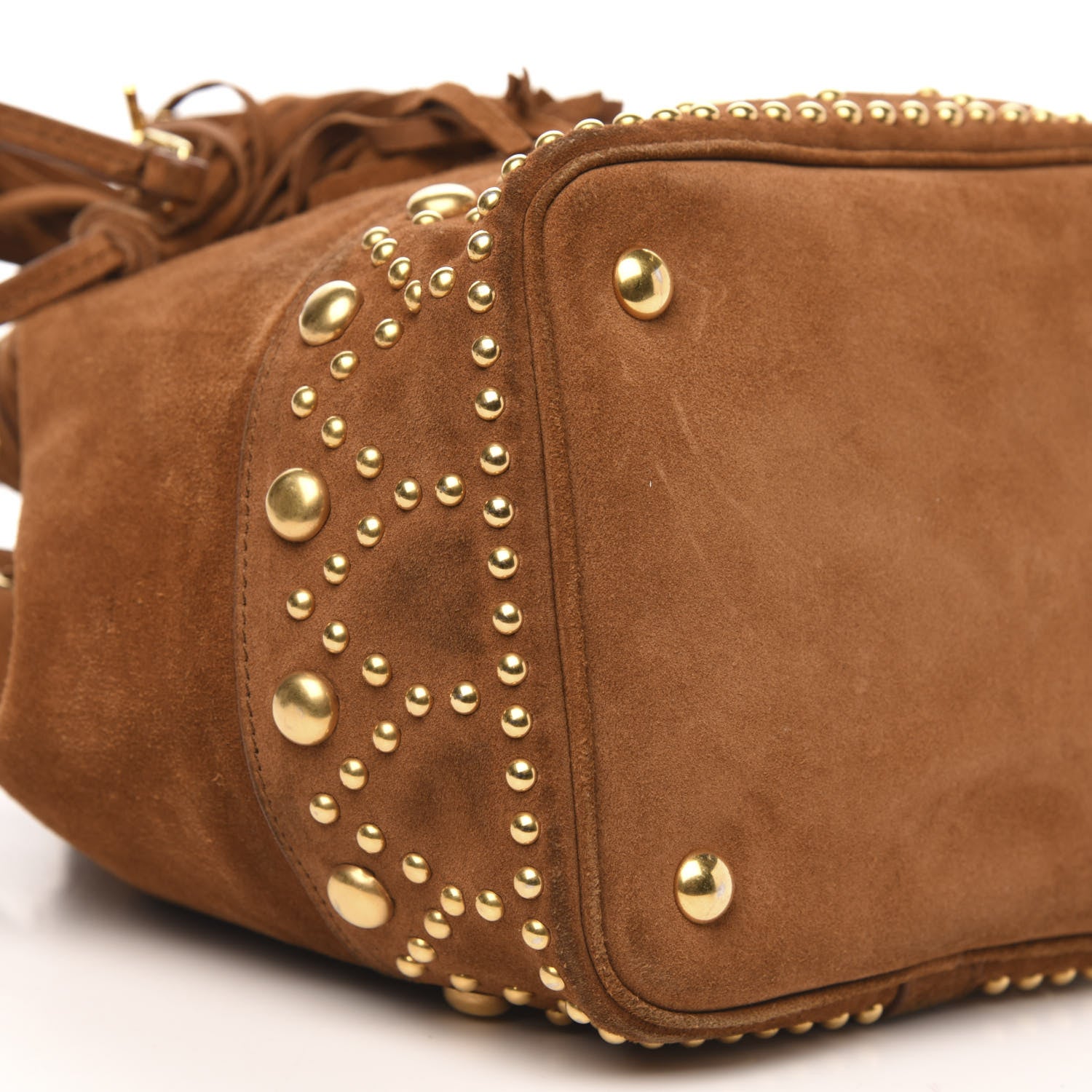 Saint Laurent Suede Small Y Studs Bucket Bag Light Ocre 7 of 11