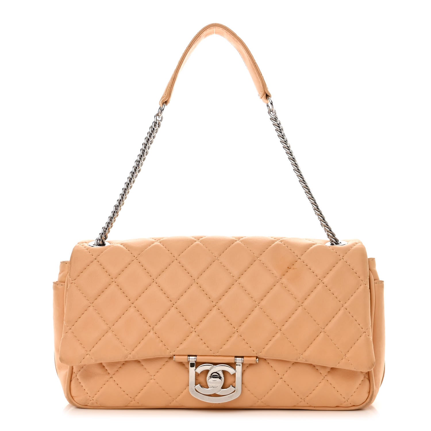 Chanel Lambskin Quilted Jumbo Icons Secret Label Flap Beige 1 of 14