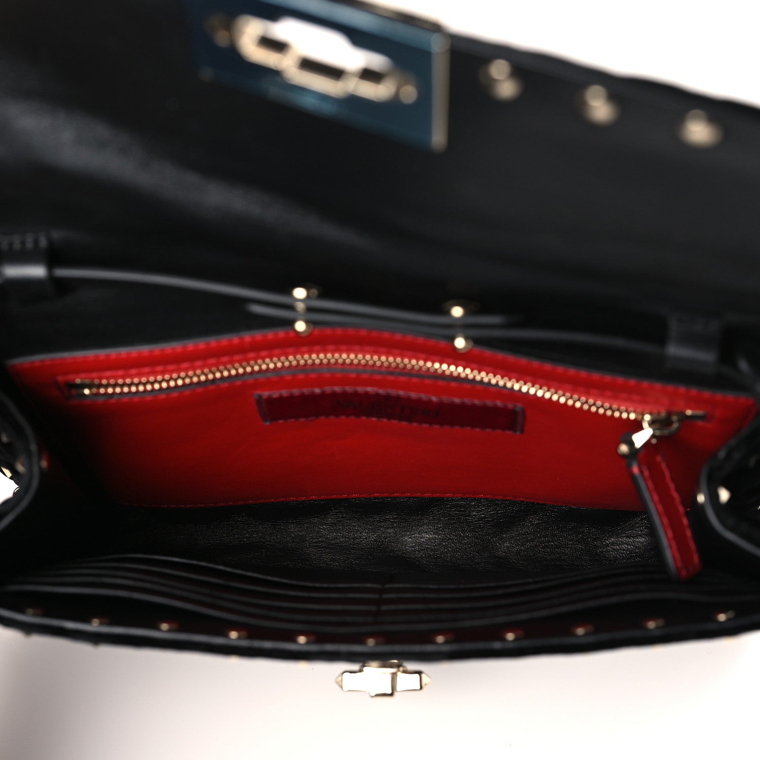 Valentino Garavani Velvet Rockstud Spike Wallet on Chain Black 5 of 8