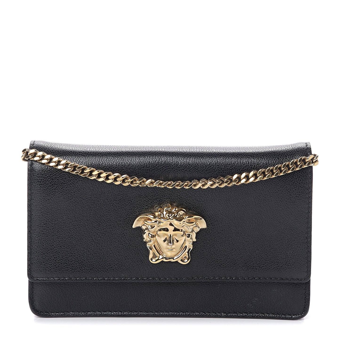 Grained Calfskin Palazzo Chain Evening Bag Black