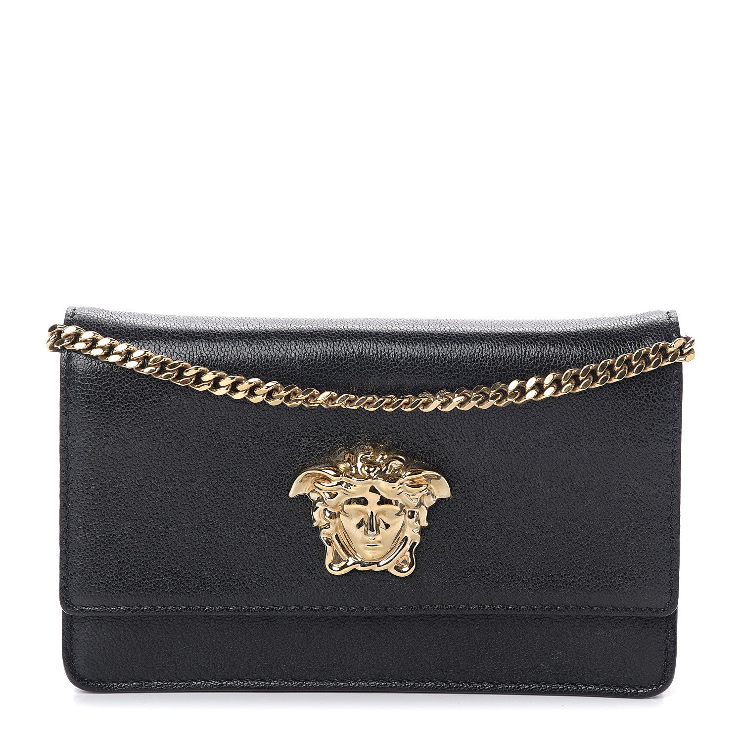 Versace Grained Calfskin Palazzo Chain Evening Bag Black 1 of 8