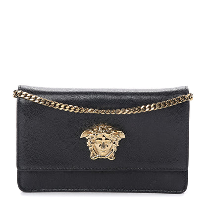 Versace Grained Calfskin Palazzo Chain Evening Bag Black 1 of 8