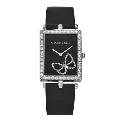 Van Cleef & Arpels 18K White Gold Satin Diamond Bezel 28mm Lady Arpels Papillon Quartz Watch 1 of 7