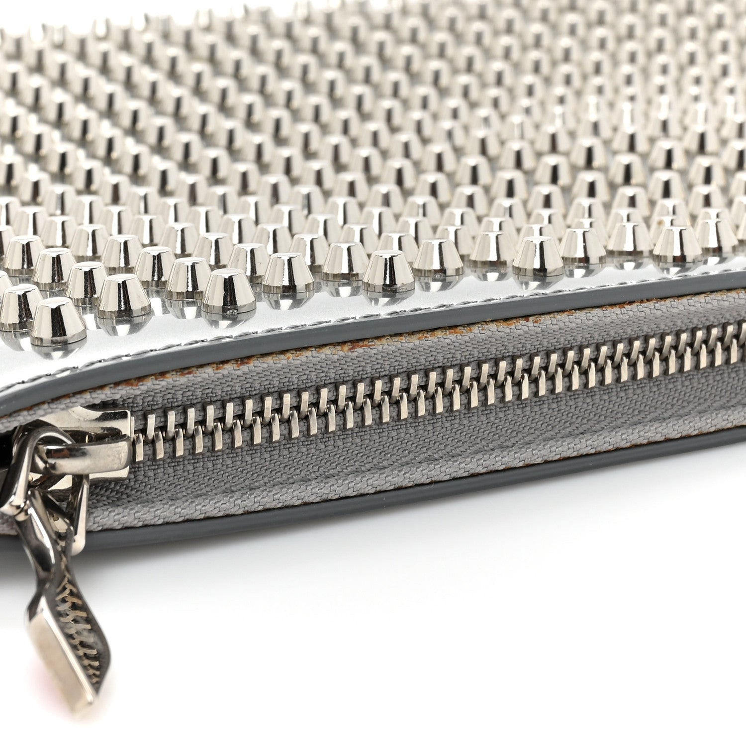 Christian Louboutin Metallic Calfskin Quadro Spikes Loubiclutch Silver 11 of 12