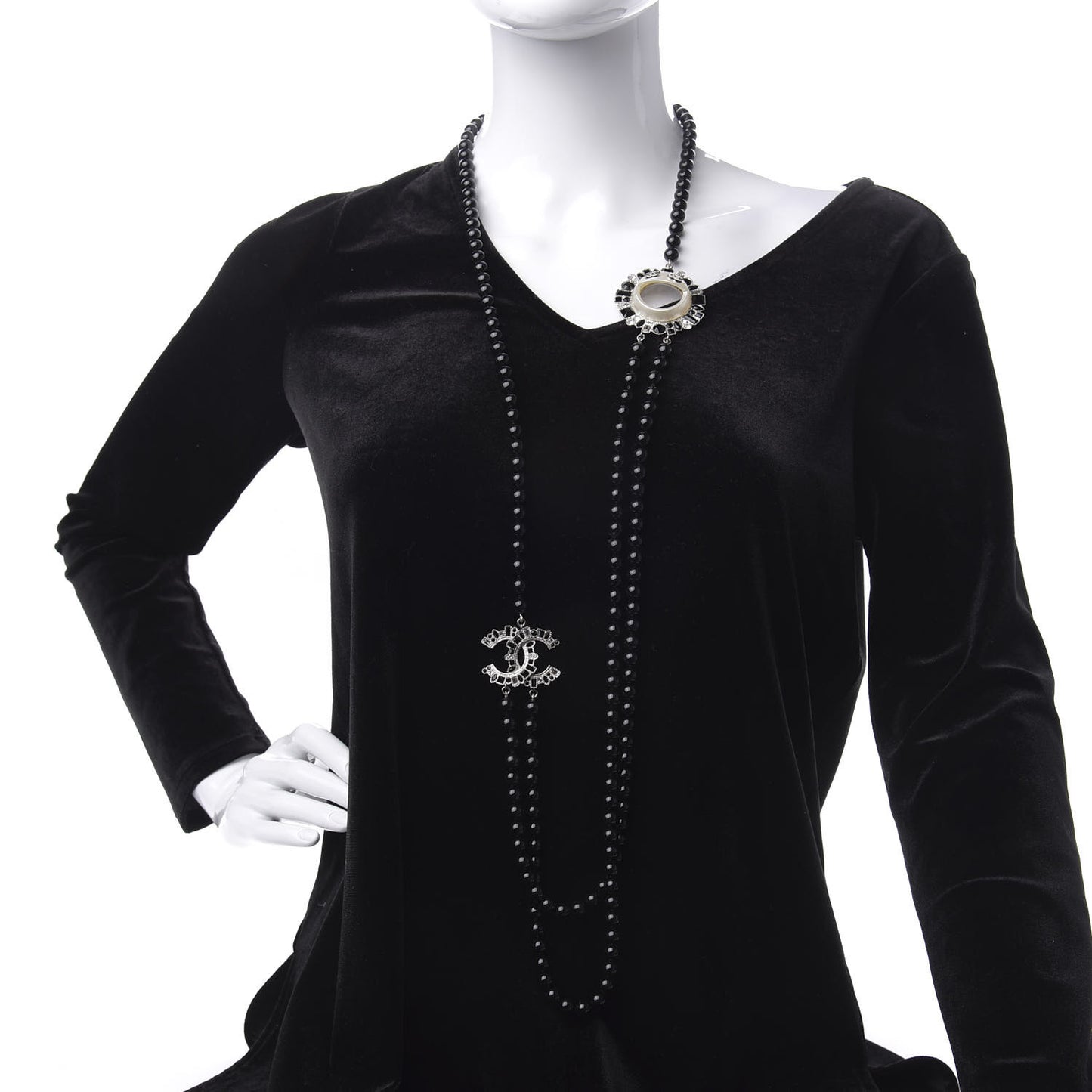 Bead Crystal Multi Strand CC Smiley Emoji Necklace Silver Black