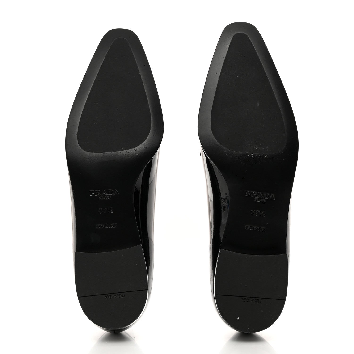Prada Vernice Triangle Pointed Toe 25mm Loafers 37.5 Black 5 of 8