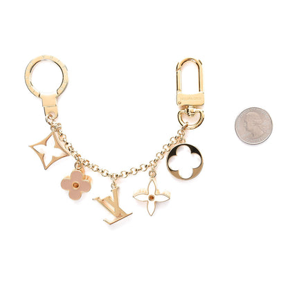 Louis Vuitton Brass Enamel Fleur De Monogram Bag Charm Chain Gold 2 of 4