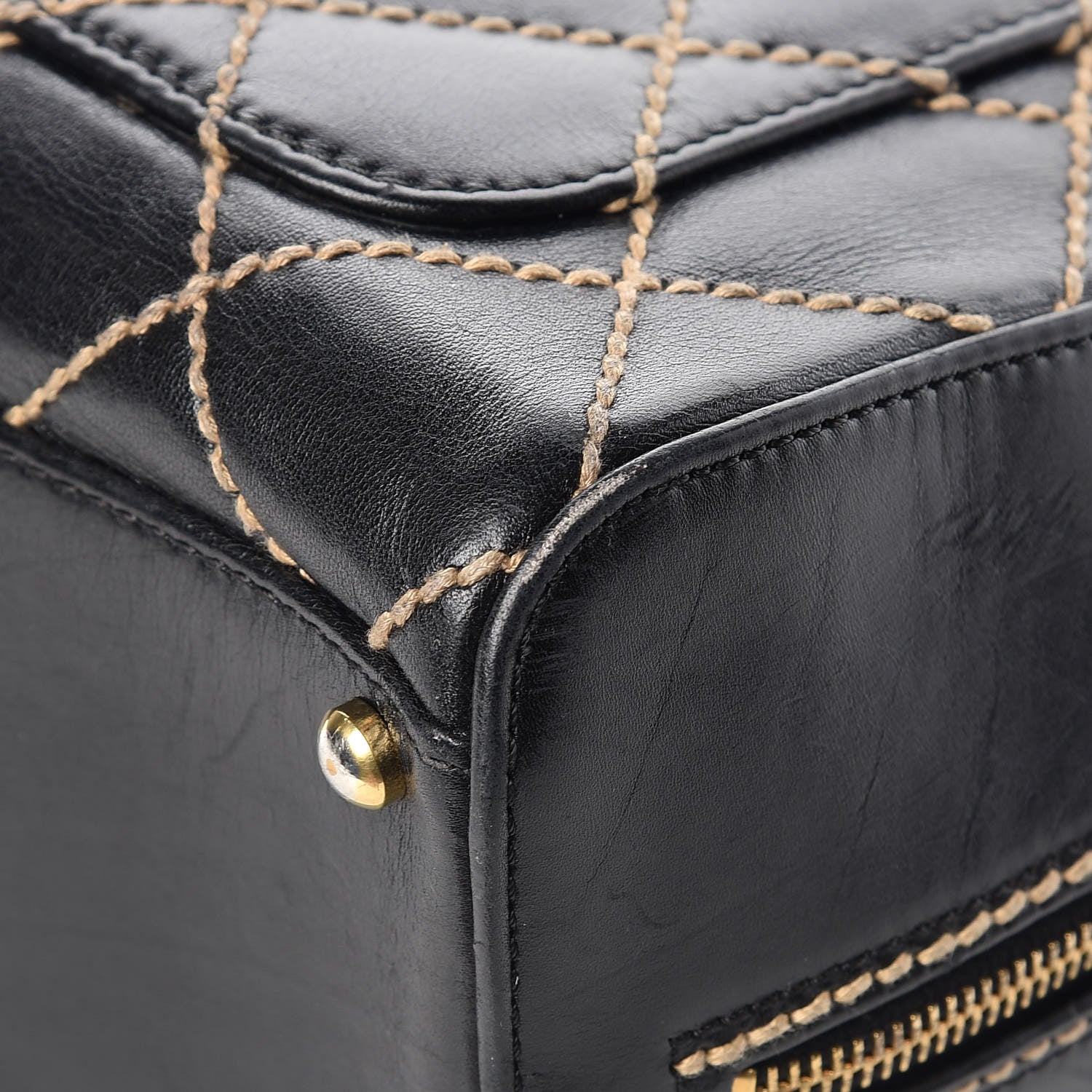 Chanel Calfskin Wild Stitch Top Handle Bag Black 18 of 21
