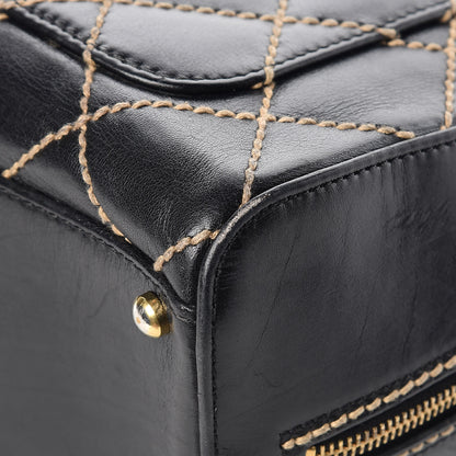 Chanel Calfskin Wild Stitch Top Handle Bag Black 18 of 21