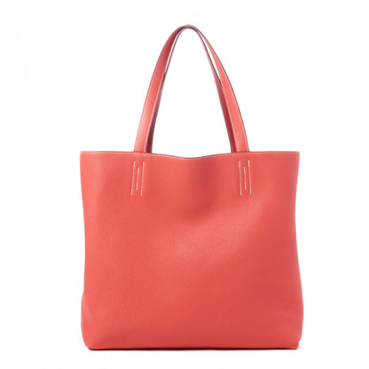 Hermes Taurillon Clemence Double Sens 45 Reversible Tote Rouge Casaque Rose Jaipur 8 of 8