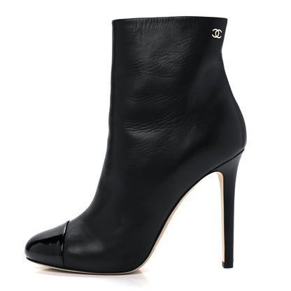 Chanel Calfskin Cap Toe CC Short Boots 38.5 Black 1 of 8