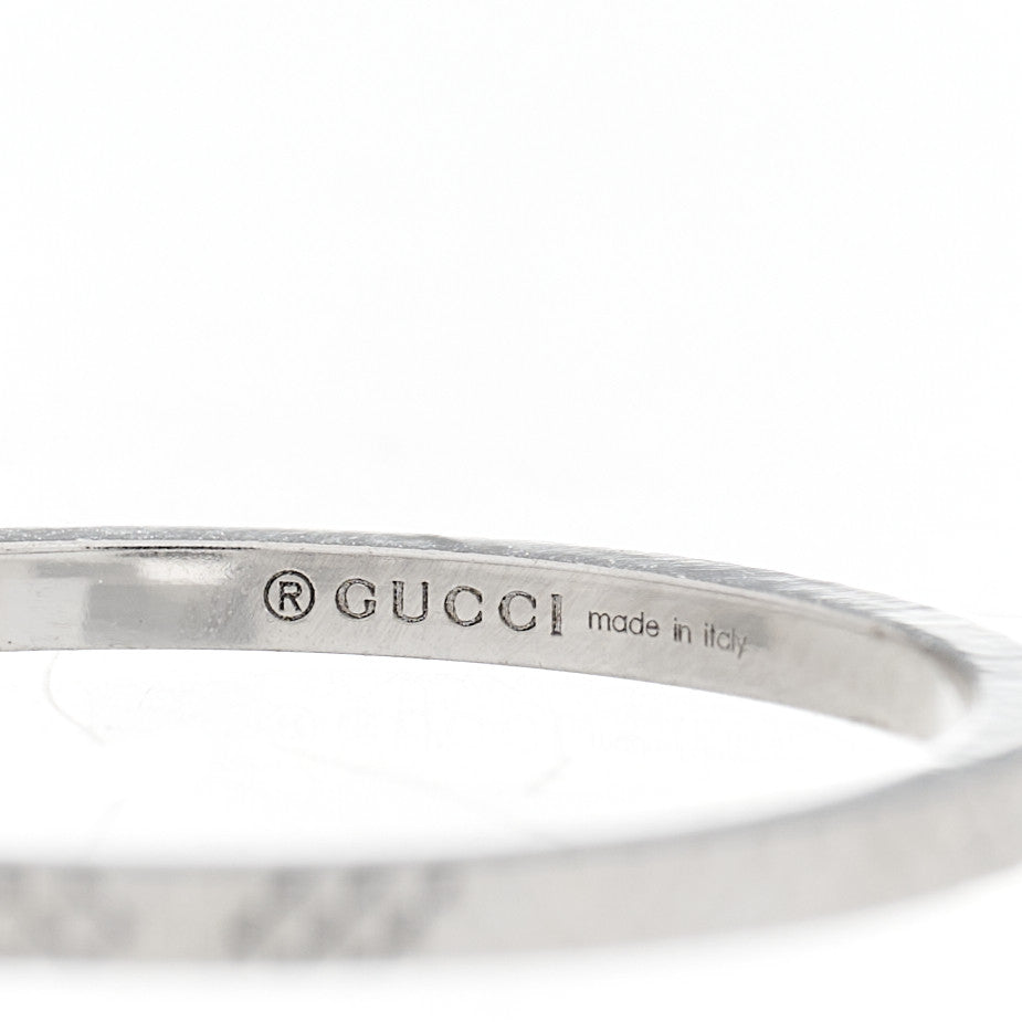 Gucci 18K White Gold Diamond Running G Charm Ring 51 5.75 6 of 7